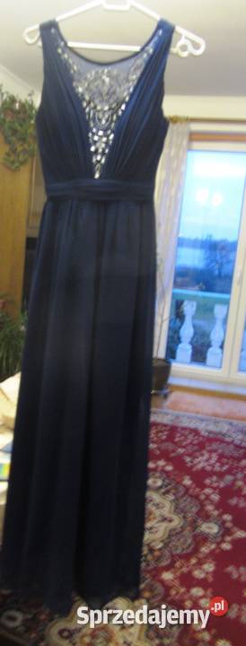 Suknia wieczorowa elegancka długa granatowa na Godziszewo