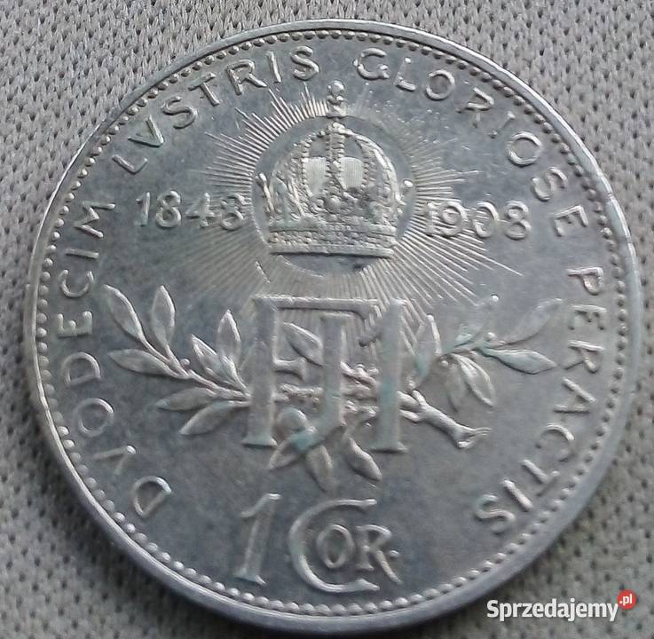 AUSTRIA1 KORONA1908 r SREBRO 835 60LECIE sprzedam