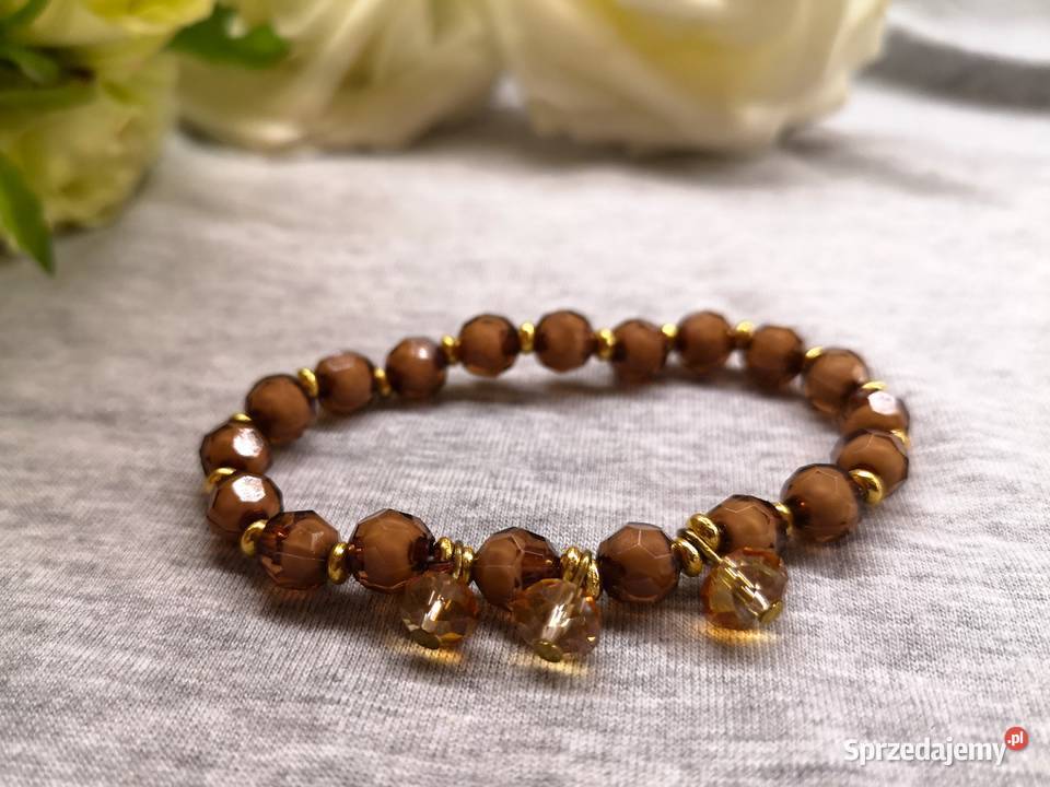 Bransoletka damska z brązowymi szklanymi