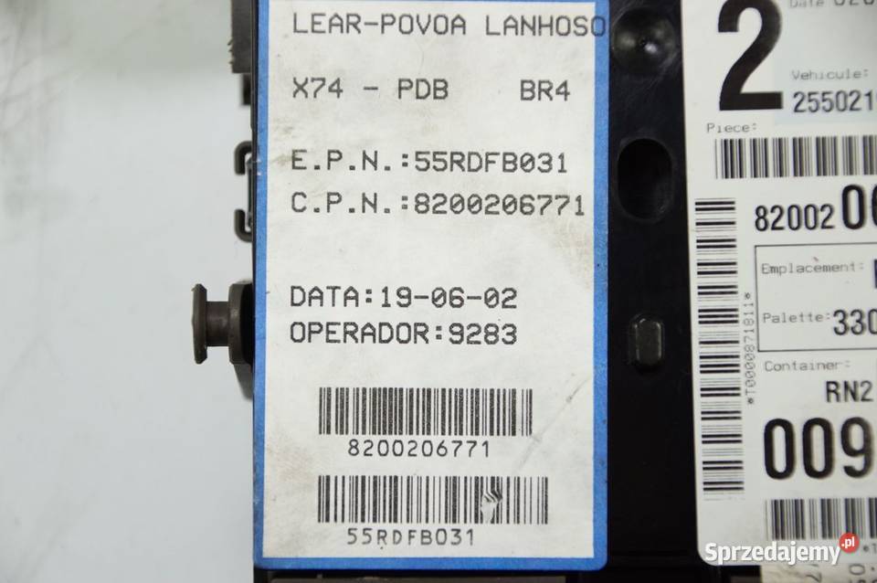 SKRZYNKA BEZPIECZNIKÓW RENAULT LAGUNA II Lipno