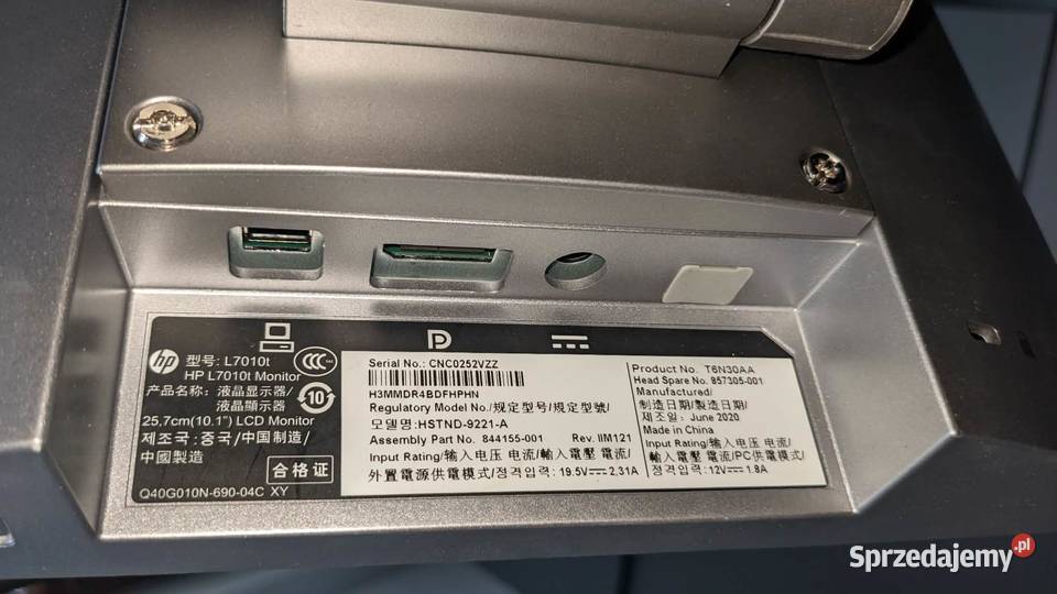 Syndyk sprzeda sprzęt elektroniczny HP L7010T HP Warszawa sprzedam