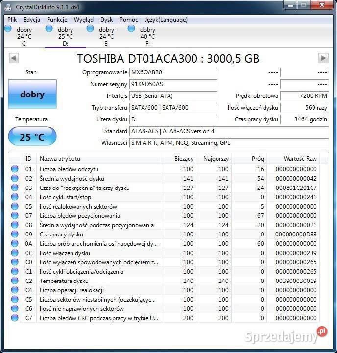 Dysk Toshiba 3TB DT01ACA300 SATA 7200RPM Tomaszów Lubelski