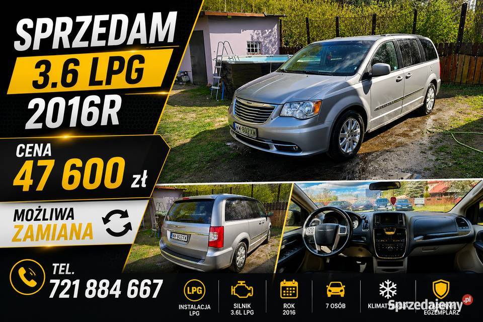Chrysler town country 36 lpg 2016r automatyczna