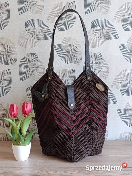Torebka Tulipan na ramię HANDMADE 34cm lubelskie Chełm