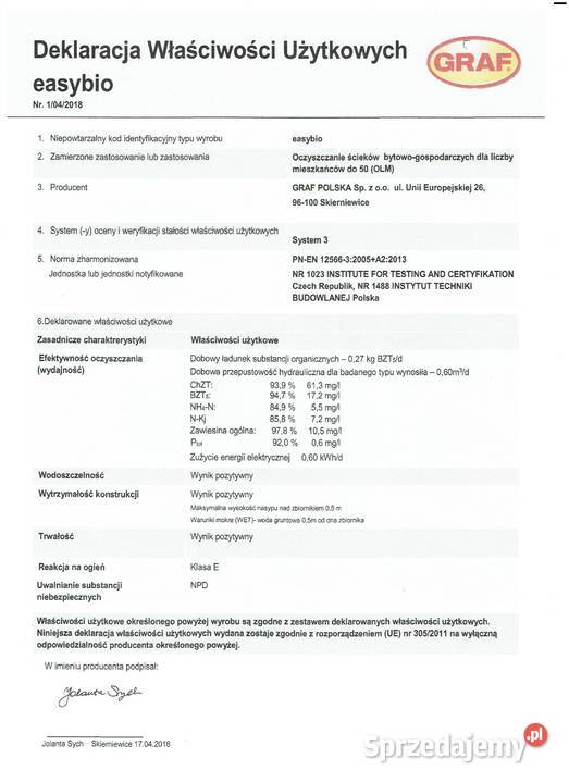 Oczyszczalnia biologiczna GRAF EASYBIO 5 dostawa sprzedam