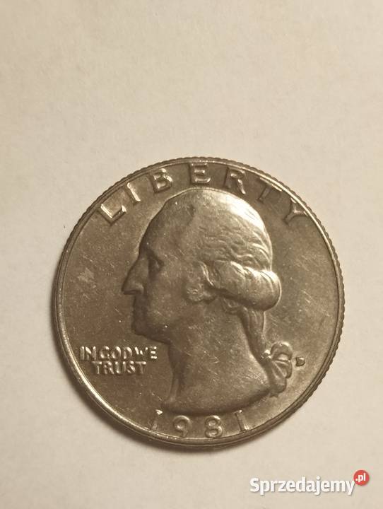 Moneta duży Liberty Quarter Dollar USA 1981 Olsztyn