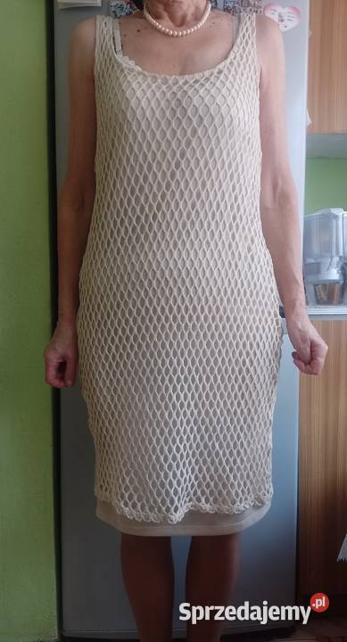 38M ZARA Beżowa ażurowa sukienka plażowa z Spódnice i sukienki Kraków