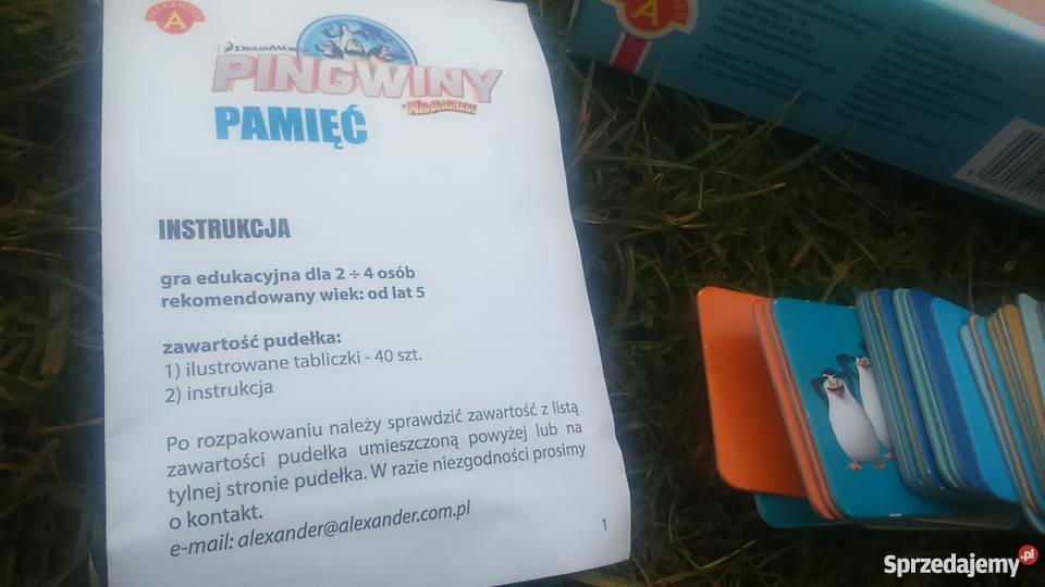 Gra edukacyjna pamięciowa karty pingwiny z kujawsko-pomorskie Tuszkowo