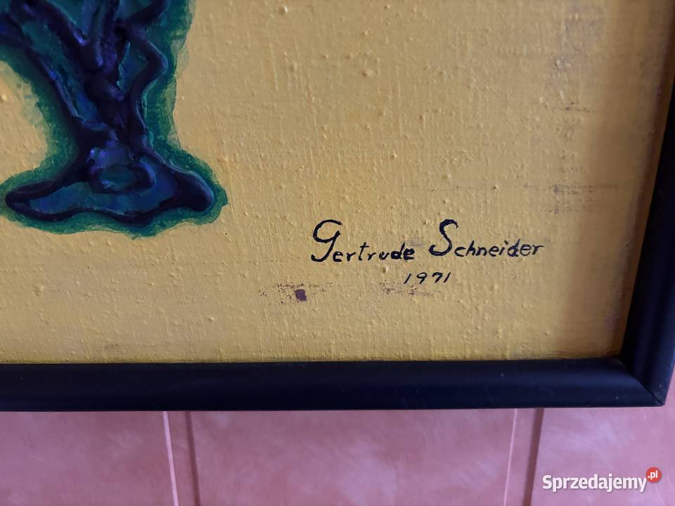 Obraz z 1971 roku GERTRUDE SHNEIDER duży Kosianka-Boruty