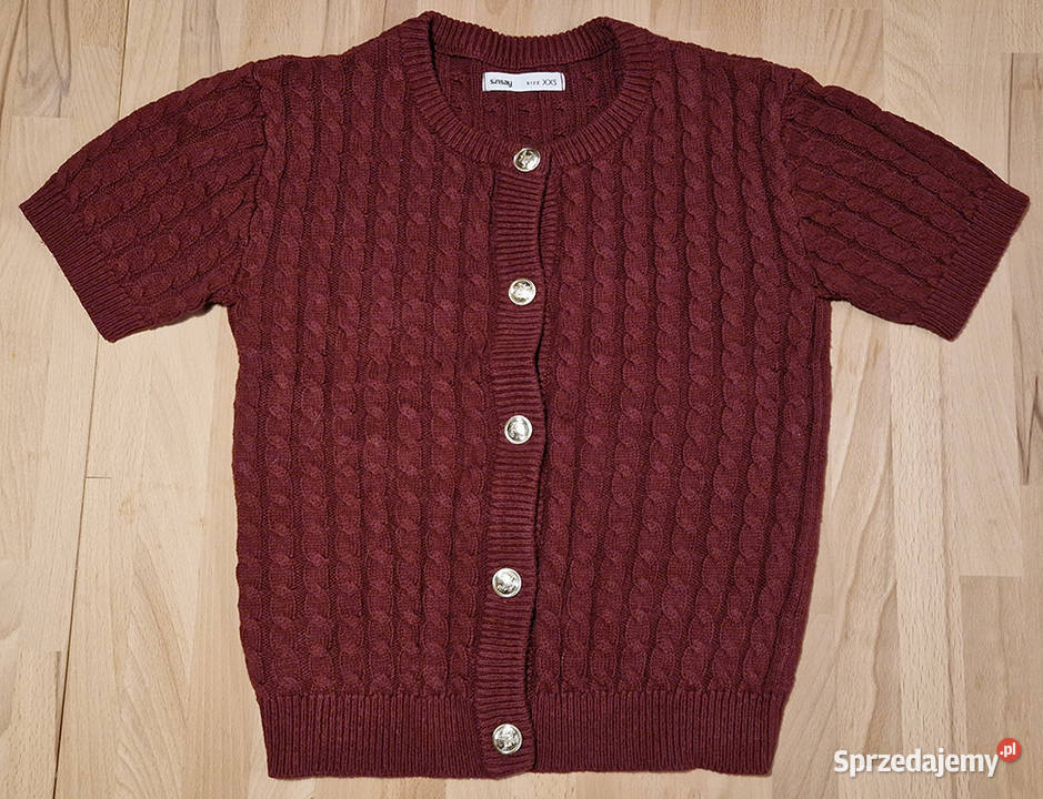Sweter damski bordowy z krótkimi rękawami i Wieluń
