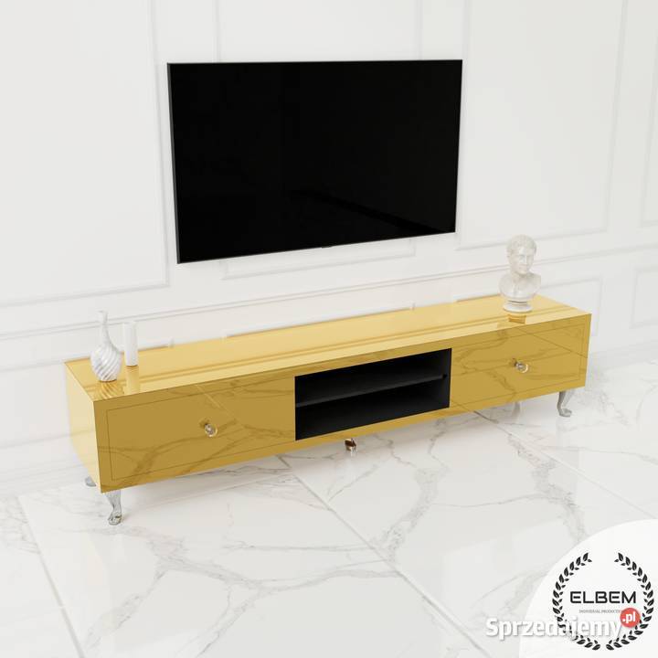 Złota lustrzana szafka RTV Glamour Warszawa