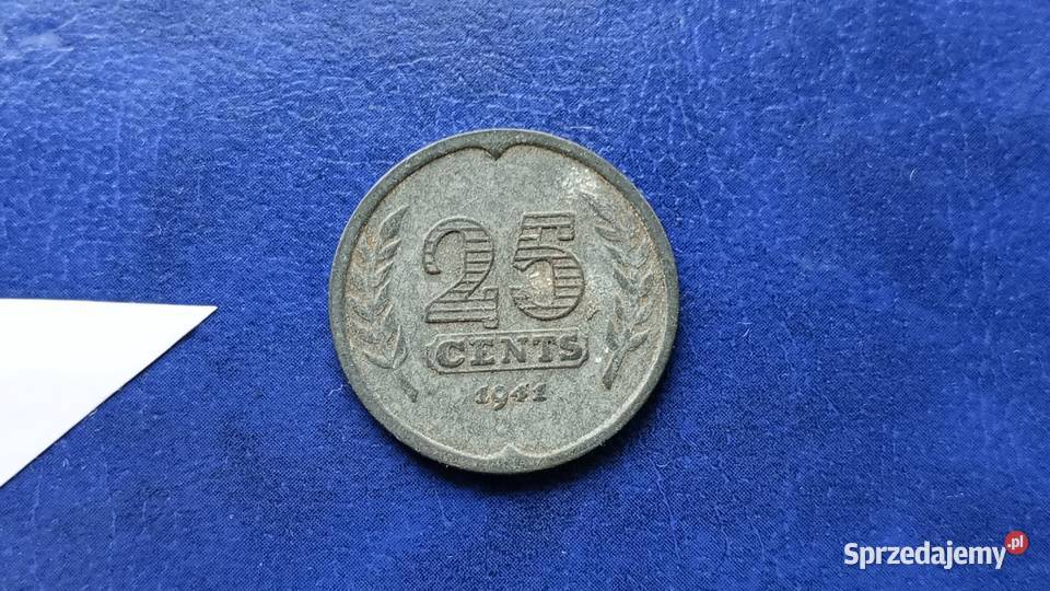 Stare monety 25 cent 1941 Holandia Lesko