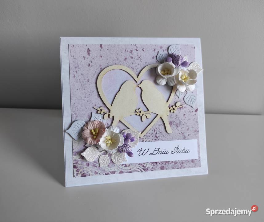 Kartka ręcznie robiona na ślub z pudełeczkiem Łódź