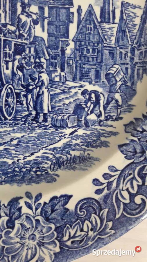 Talerz płaski England Ironstone niebieski Głuchołazy