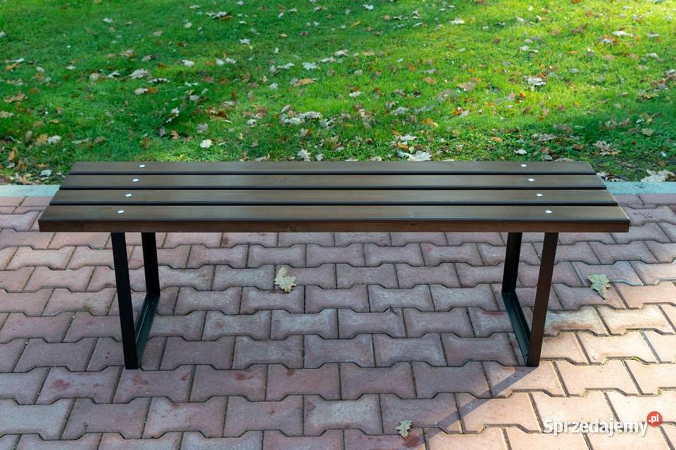 Ławka ogrodowa bez oparcia stalowa miejska Jordanów Śląski