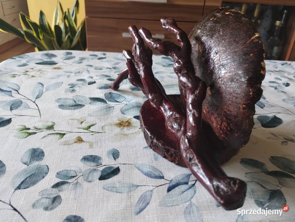 PRL półka hand made korzeń huba etykieta łódzkie Łódź