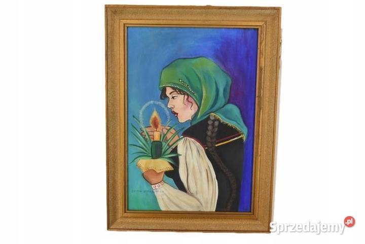 Zofia Stryjeńska Góralka ze Świecą Stary Portret Kraków sprzedam