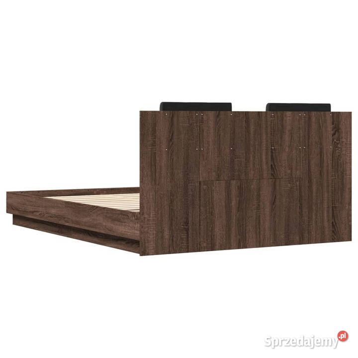 Rama łóżka z wezgłowiem brązowy dąb 120x200