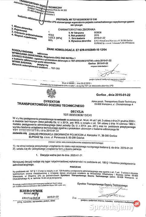 Butla lpg 40L produkcja 2015 ważna do 2025 osobowe Dukla sprzedam