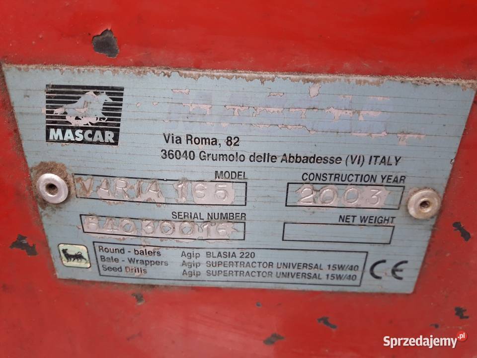 Prasa Mascar Varia 165 Hajnówka sprzedam