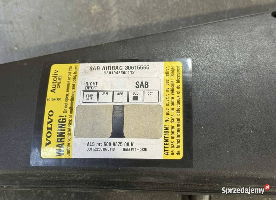 Poduszka powietrzna Airbag fotela 30615565 Volvo lubelskie