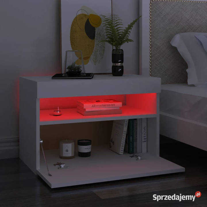 Szafka pod TV z oświetleniem LED biała 60x35x40 RTV Warszawa