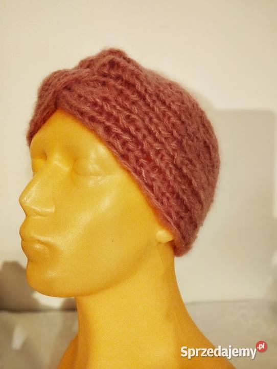 Szeroka opaska na głowę turban pudrowy róż Dla kobiet Olsztyn