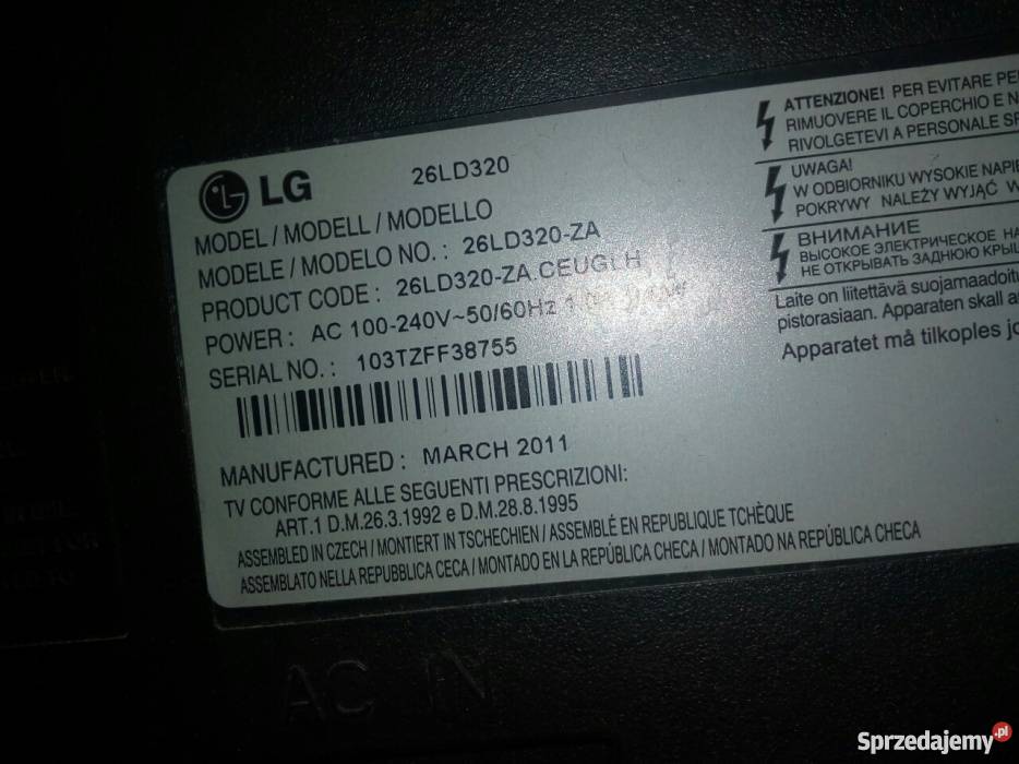 Telewizor LG 26 model 26LD320 Euro Tychy