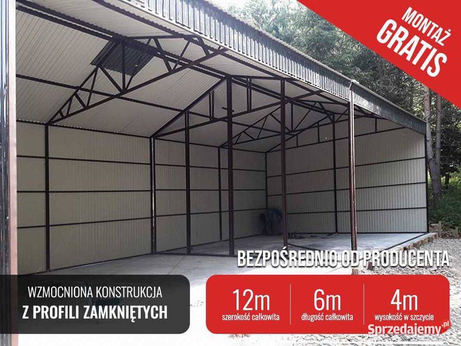 Garaż Blaszany , Wiata o wymiarach 12x6m otwarta - GrzywStal