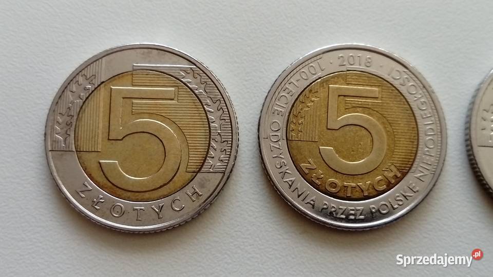 Zestaw monet 5 2021 2018 2016 1996 r Mosina