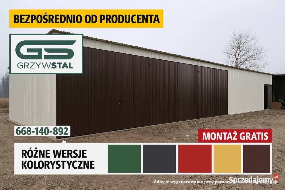 Biały GarażWiata Blaszana Magazyn Magazyn Hala 341zł/m2 podkarpackie Dębica