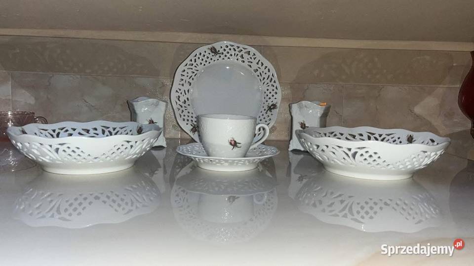 Patera miseczka ażur biała porcelana z różyczką pomorskie Gdańsk
