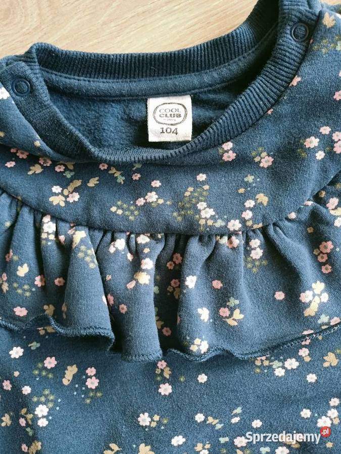 Bluza dziewczęca granatowa w kwiatki z falbanką mazowieckie