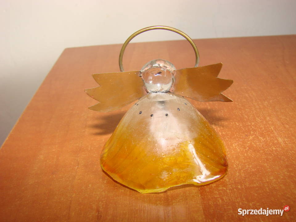 Aniołek szklany dzwoneczek Porcelana i szkło Pruszcz Gdański
