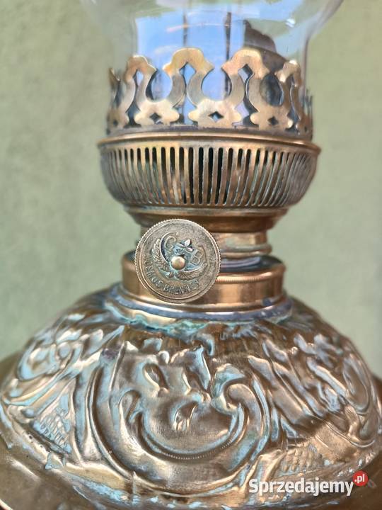 Stara mosiężna lampa naftowa Francja Budzyń