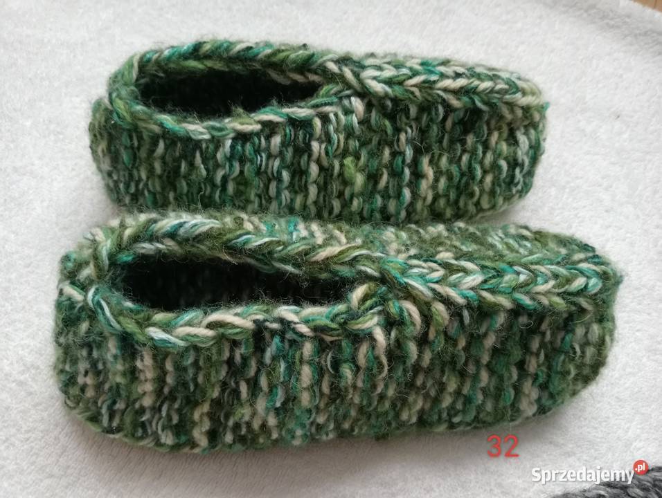 2 pary grubych kapci z włóczki 4044 wielkopolskie Złotów sprzedam