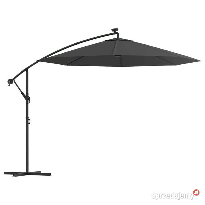 Parasol wiszący z LED i stalowym słupkiem 300 Warszawa