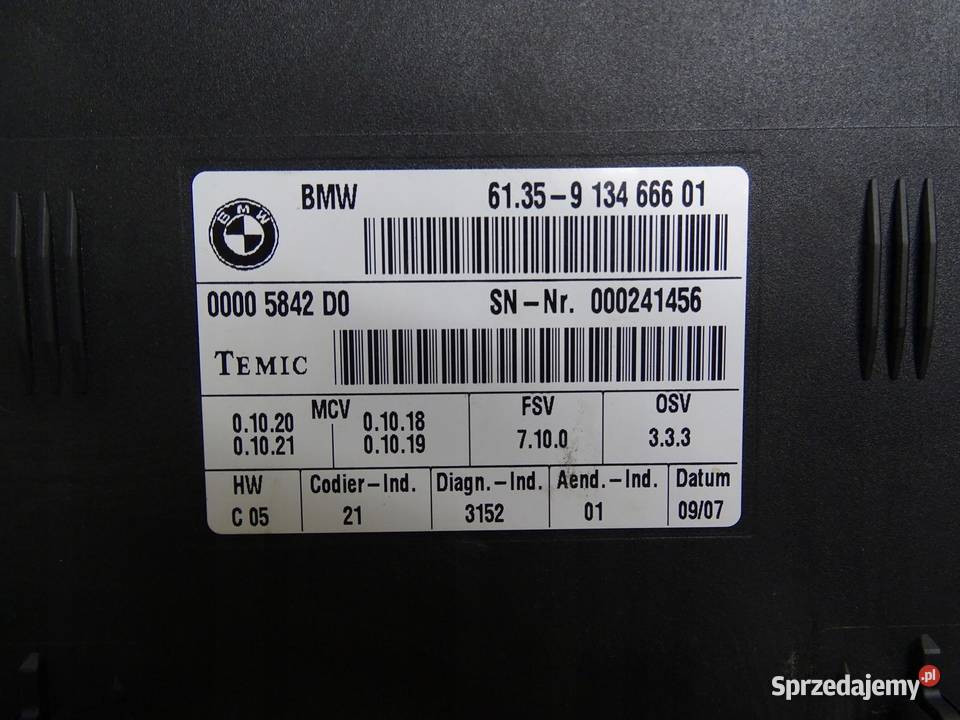 MODUŁ STEROWNIK FOTELA 9134666 BMW E90 E91 E92