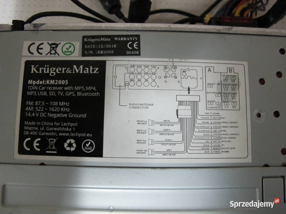 Radio samochodowe z kamerą cofania bletooth Borzechowo sprzedam