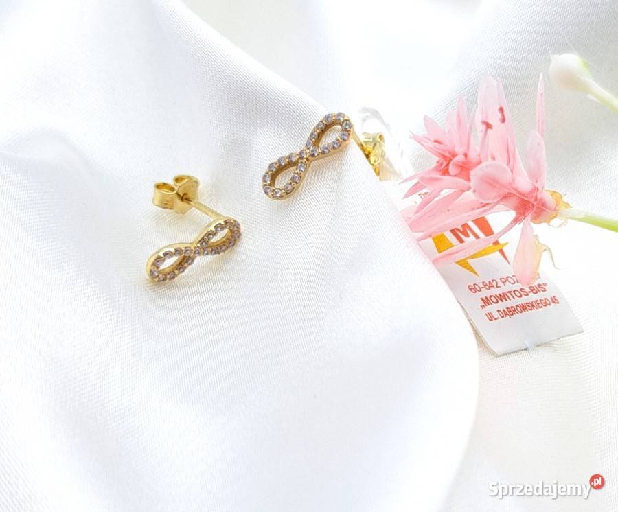 Kolczyki Złote pr585 Nieskończoność z kamieniami Zegarki i Biżuteria Poznań