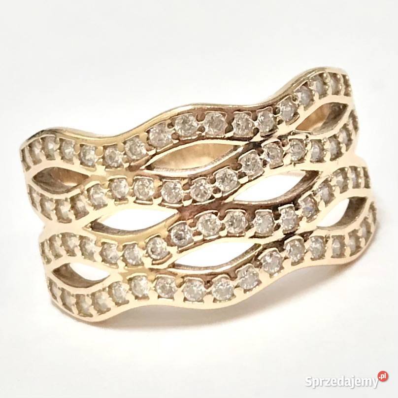 Złoty PIERŚCIONEK 585 14K RÓŻOWE złoto KAMIENIE Biżuteria Warszawa