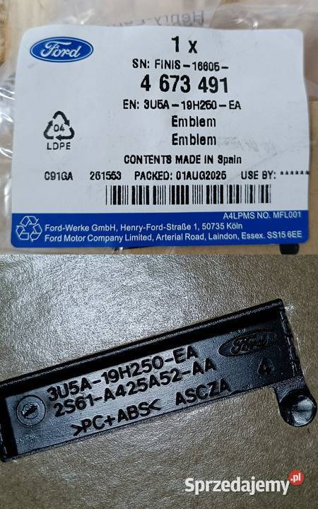 FORD TRANSIT FIESTA MONDEO ZNACZEK LOGO EMBLEMAT Pleszew