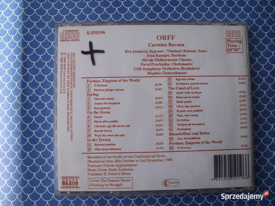 Plyta CD CARMINA BURANAORF 1991 dolnośląskie Wołów