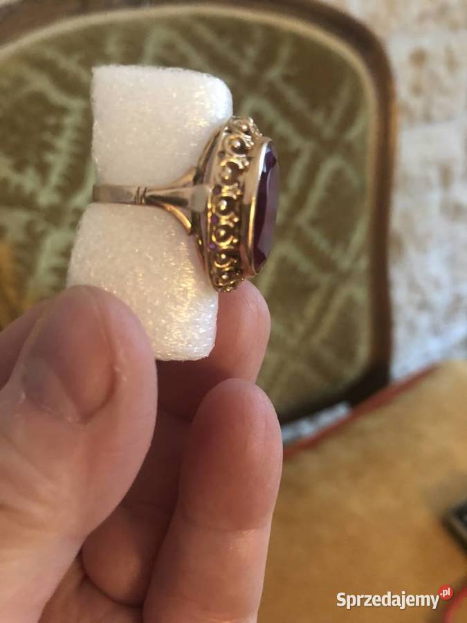 Stary złoty 583 pierścionek z rubinem Tarnowo Podgórne