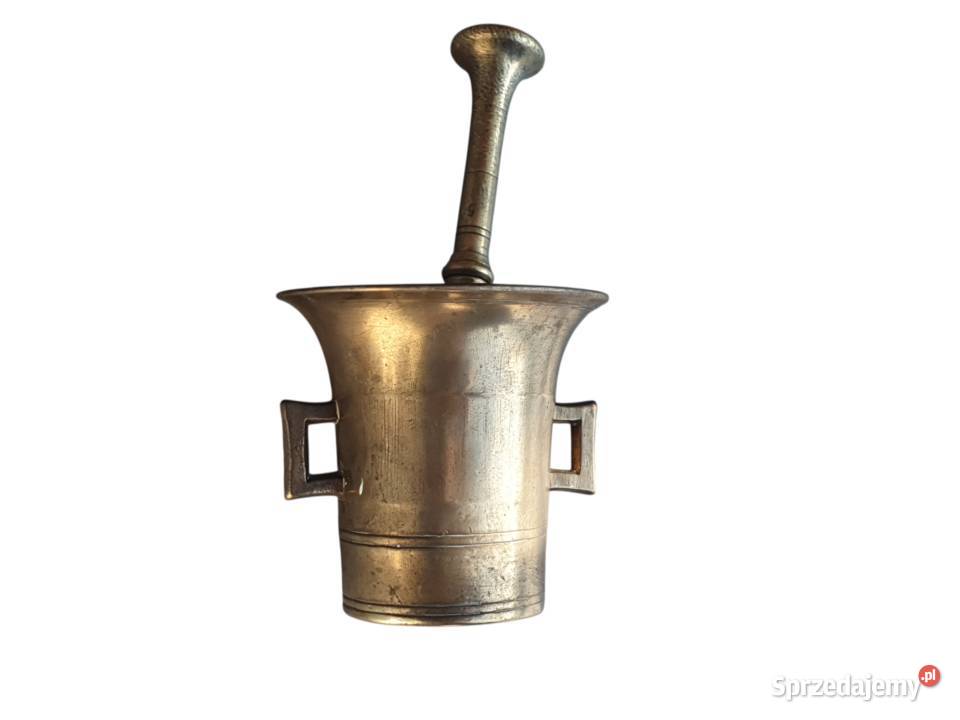 Stary mosiężny moździerz kuchenny sygnowany lata Cieszyn