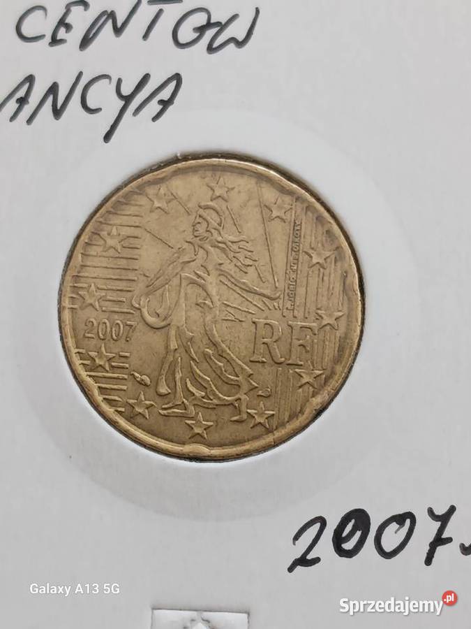 20 Eurocentów Francja 2007 r Antyki, Sztuka, Kolekcje Konin sprzedam
