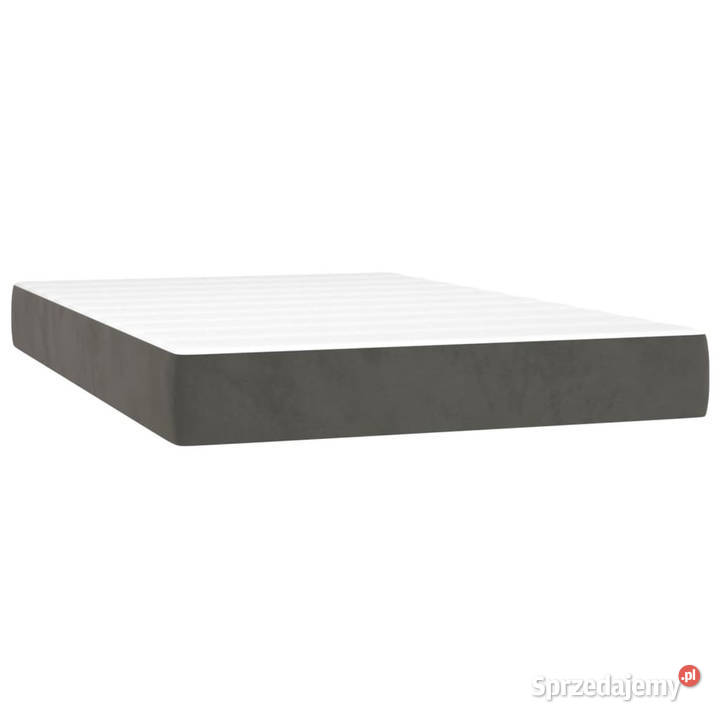 Łóżko kontynentalne z materacem i LED szary 88cm