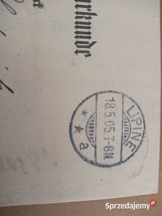 Stare pismo urzędowe 1905r Lipine Breslau sprzedam