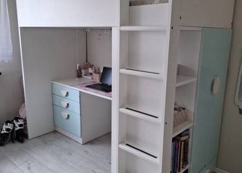 IKEA SMASTAD Łóżko na antresoli z biurkiem i szafą 90x200 Transport