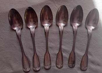Komplet 6 platerowanych łyżek stołowych Gustaw Henniger Warszawa.
